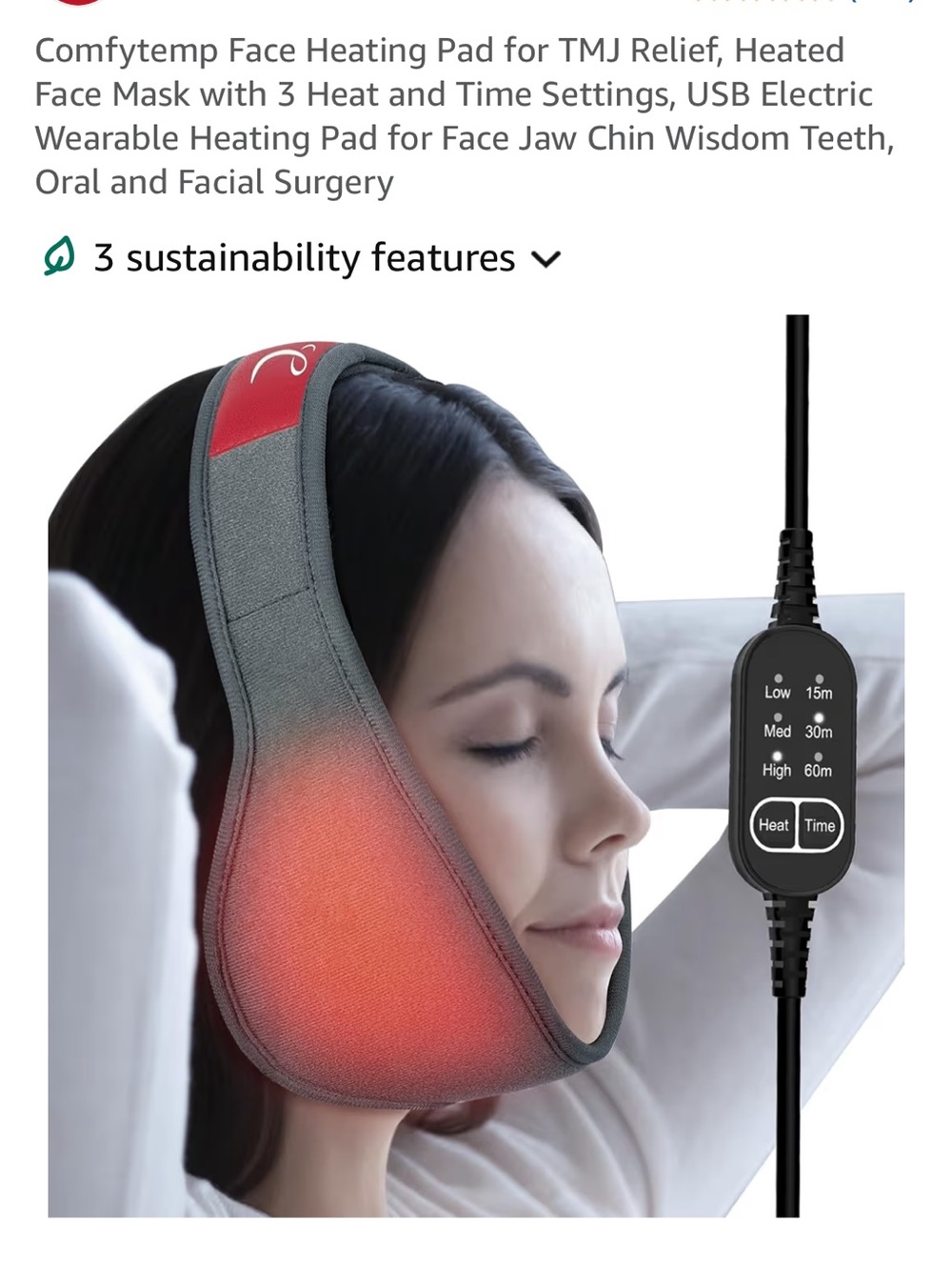 Comfytemp Adjustable Face Heating Wrap, TMJ relief, wisdom teeth